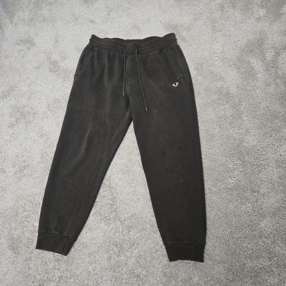 True Religion Men's Logo Horseshoe Jogger Sweatpants Large Brown Color‎ Pockets